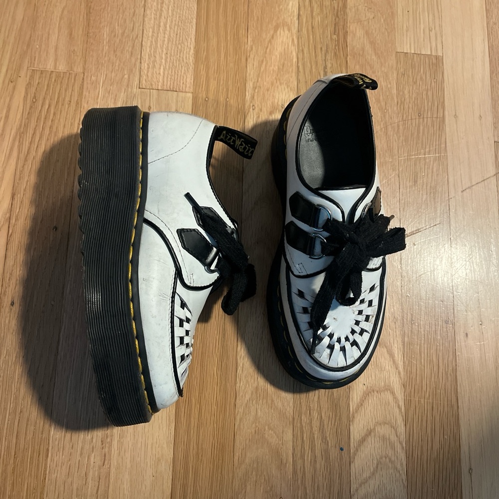 Dr. Martens White and Black Platform Shoes